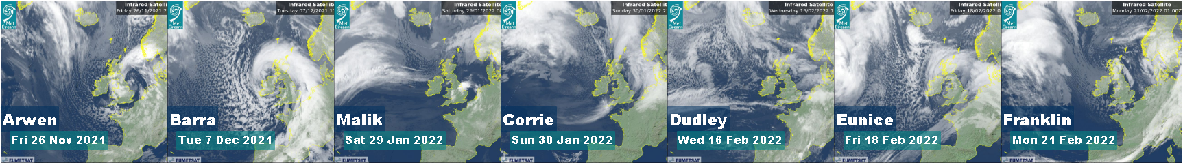 Infra-red satellite image 2021/22 storm season